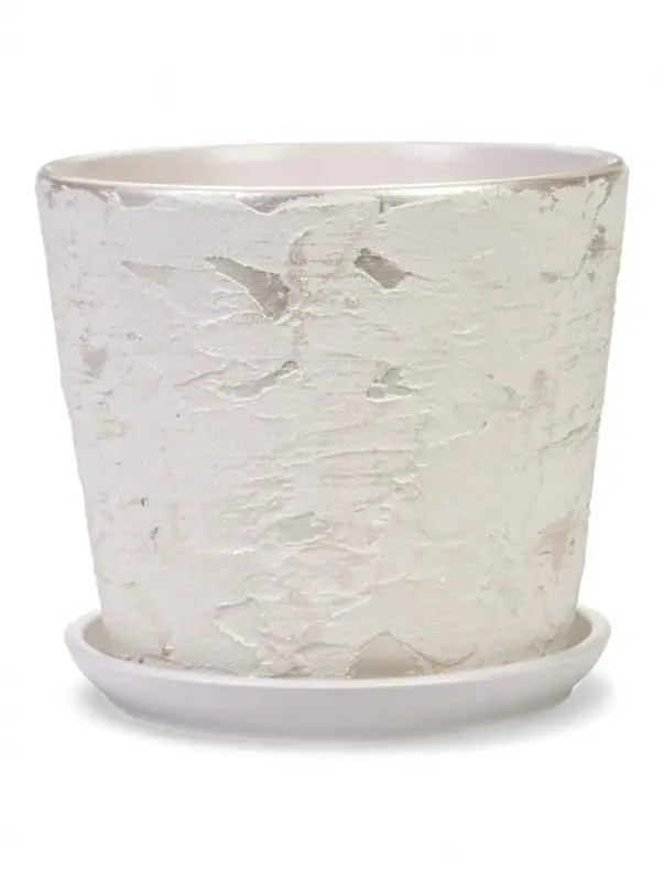 Горшок цветочный с поддоном 4,75 л, d22/h20 см белый керамика, "Венера" (М)