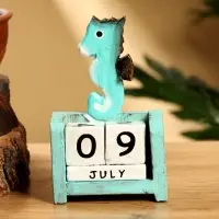 Календарь настольный &laquo;Морской конек&raquo;, 7&times;4&times;10 см, дерево, бирюзовый