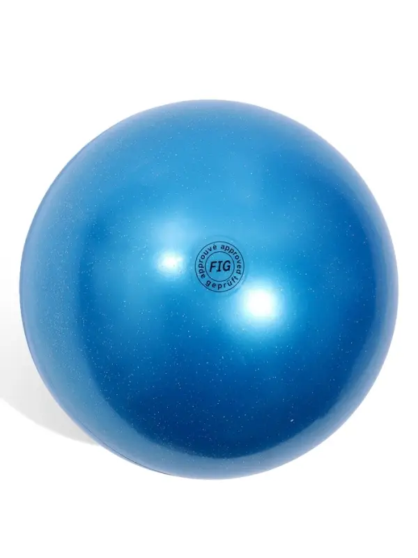 Мяч для художественной гимнастики Металлик с блестками, диаметр 19см, цвет синий