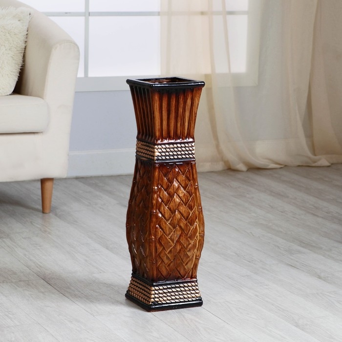 Ваза керамика напольная "Лирика" 15х60 см d-13 см, коричневый