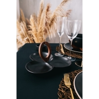 Менажница фарфоровая 3 ячейки Magistro &laquo;Галактика&raquo;, 24,5&times;24,5&times;13,5 см, цвет чёрный