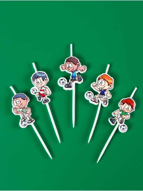Набор свечей в торт "Футболисты", 5 шт, 5 см, на шпажке