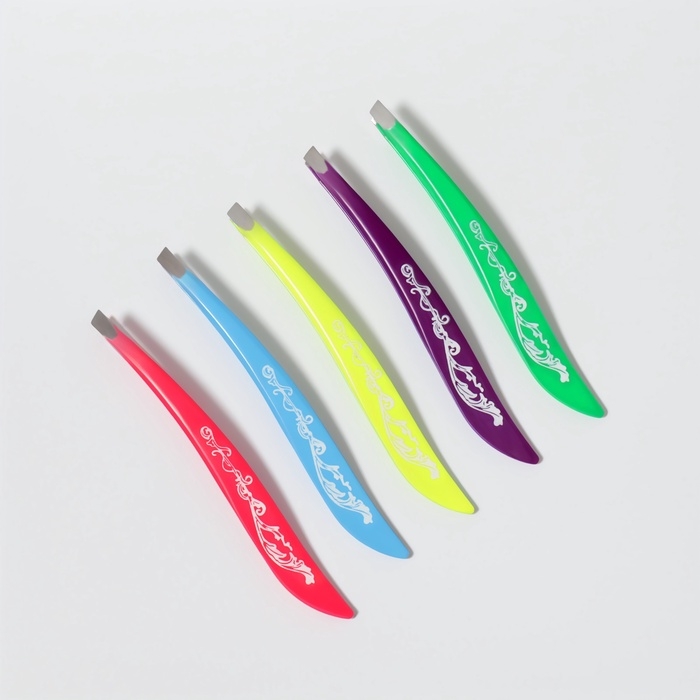 Пинцет скошенный, узкий, 9 см, цвет МИКС Пинцет скошенный, узкий, 9 см, цвет МИКС