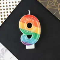 Свеча для торта, цифра 9 &laquo;С Днем рождения&raquo;, 7 х 4,3 см