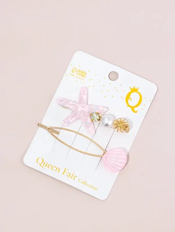 Набор для волос "Морская звезда" (1 зажим, 1 невидимка) 7 см, розовый