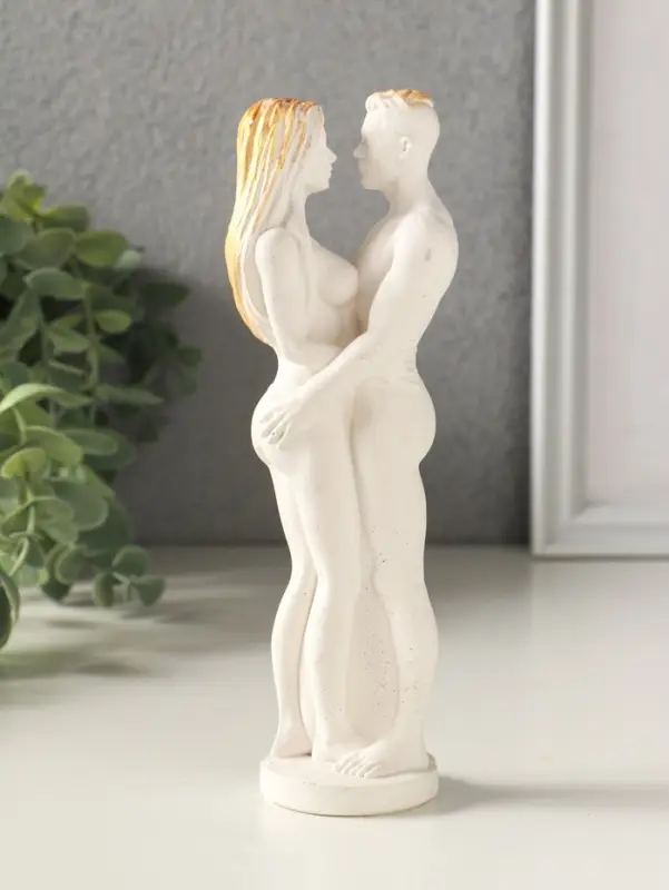 Фигурка гипс &laquo;Парочка&raquo;, 16&times;5 см, белый с позолотой