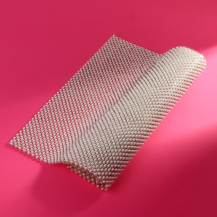 Жемчуг со стразами термоклеевой, 40 × 24 см, цвет белый Жемчуг со стразами термоклеевой, 40 × 24 см, цвет белый