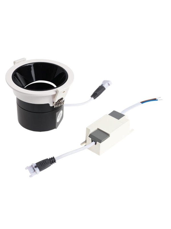 Светильник светодиодный встраиваемый, поворотный, 6Вт, 4000К, с драйвером, D75, черно-белый   107130