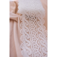 Кружево гипюровое, 105 мм &times; 6,8 &plusmn; 0,5 м, цвет белый