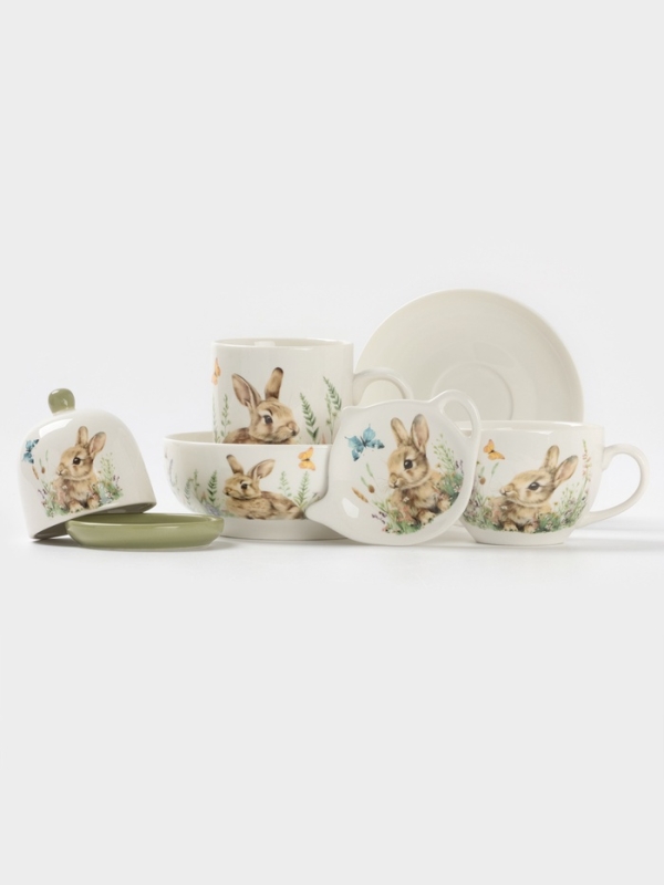 Набор для специй Доляна &laquo;Зайка&raquo;, керамика, 2 предмета: солонка, перечница 130 мл, 11.5&times;6.2&times;8.8 см, белый