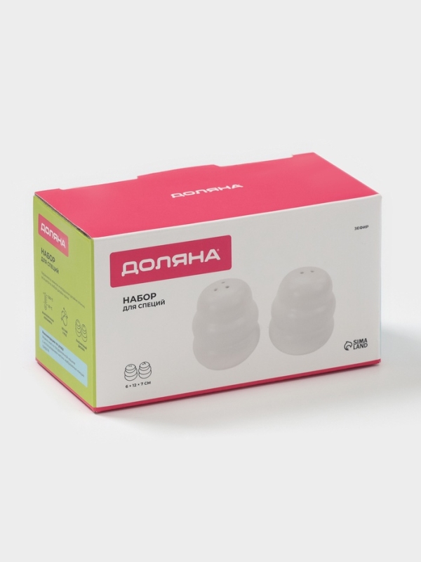 Набор для специй Доляна &laquo;Зефир&raquo;, солонка, перечница, 100 мл, керамика, белый