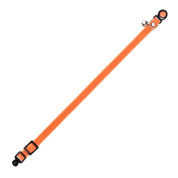 Ошейник кошачий мягкий с бубенчиком, 30 х 1 см, текстиль, оранжевый