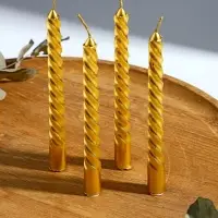 Свечи витые &laquo;Счастья в новом году. Золотой конь&raquo;, 4 шт, 6,8 х 16 х 2 см