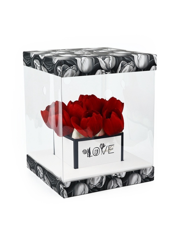 Коробка для цветов с вазой и PVC окнами складная «Чёрно-белая эстетика», 23 х 30 х 23 см Коробка для цветов с вазой и PVC окнами складная «Чёрно-белая эстетика», 23 х 30 х 23 см