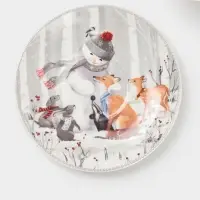 Чайная пара новогодняя &laquo;Снежные забавы&raquo;, 2 предмета: чашка 180 мл, блюдце d=15 см, керамика, подарочная упаковка, белая