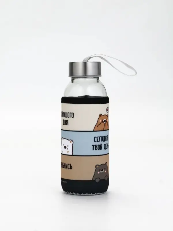 Бутылка стекло в чехле "Хорошего дня", 350мл