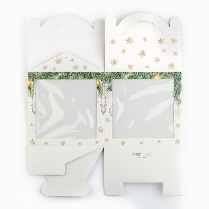 Коробка кондитерская с окном, сундук, &laquo;Уютный новый год&raquo; 20 х 20 х 20 см, Новый год