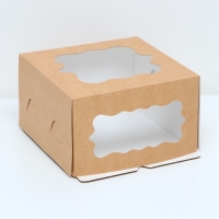 Кондитерская упаковка, "Bon appetit", 2 окна , 19 х19 х11,5 см