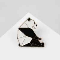 Значок &laquo;Графичные животные&raquo; панда, цвет чёрно-белый в золоте