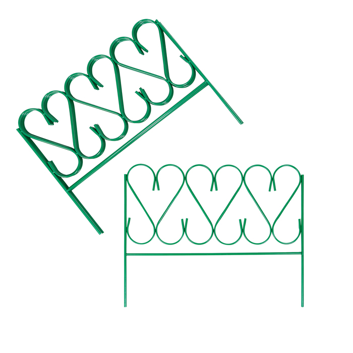 Ограждение декоративное, 54 &times; 340 см, 5 секций, металл, зелёное, &laquo;Изящный&raquo;