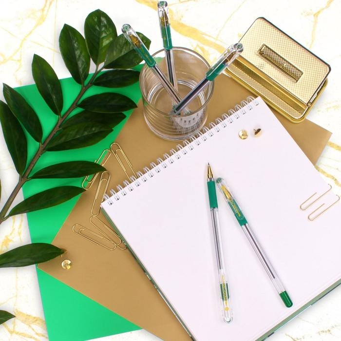 Ручка шариковая MunHwa MC Gold, стержень зеленый, узел 0.5 мм, грип Ручка шариковая MunHwa MC Gold, стержень зеленый, узел 0.5 мм, грип