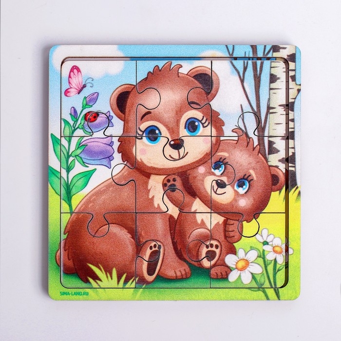 Пазл &laquo;Медведица и медвежонок&raquo;, 9 деталей