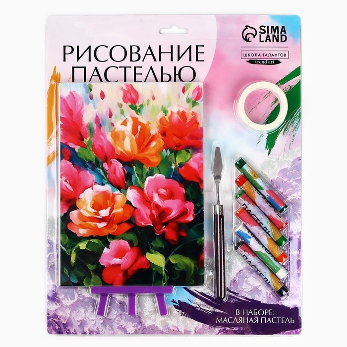 Рисование пастелью с мольбертом &laquo;Красочные пионы&raquo;, набор для творчества