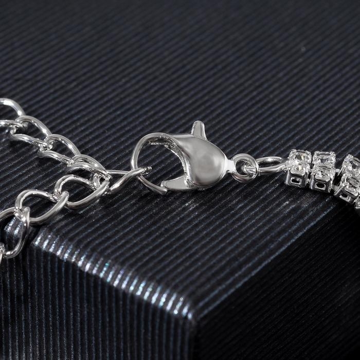 Браслет со стразами &laquo;Циркон&raquo; изыск, дуга, цвет белый в серебре, 15см