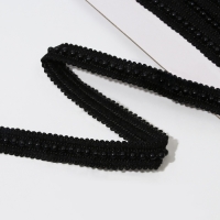 Тесьма декоративная с бусинами, 15 мм, 4,5 &plusmn; 0,5 м, цвет чёрный