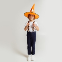 Карнавальная шляпа &laquo;Кошмарное веселье&raquo; оранжевая, с гирляндой