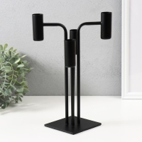 Подсвечник металл на 4 свечи "Городские фонари" d=2 см чёрный 17,5х17,5х33 см