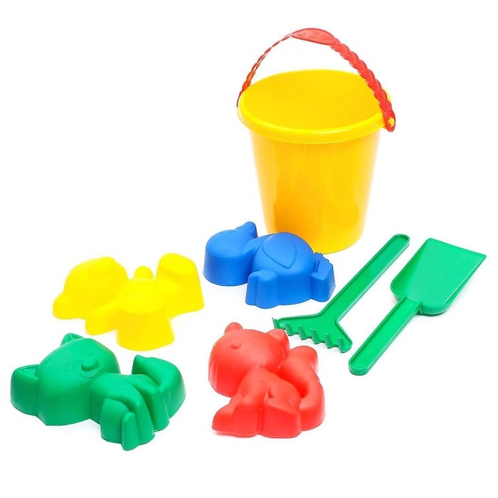 Набор для игры в песке №1: ведёрко, 4 формочки для песка, грабельки, лопатка, МИКС Набор для игры в песке №1: ведёрко, 4 формочки для песка, грабельки, лопатка, МИКС