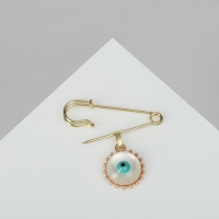 Булавка-оберег &laquo;Защита от зависти и негатива&raquo;, цвет бело-голубой в золоте