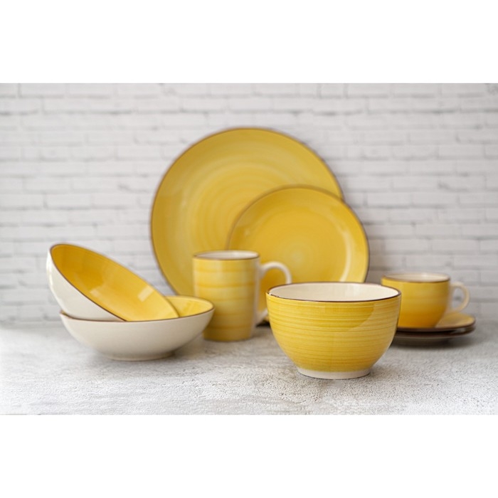 Салатник керамический Доляна &laquo;Морской мир&raquo;, 800 мл, d=14 см, цвет жёлтый