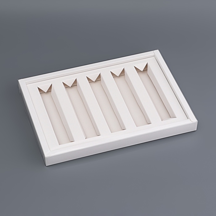 Коробка для 5 мини-батончиков, белая, 27,5 х 20 х 2,3 см. Кондитерская упаковка Коробка для 5 мини-батончиков, белая, 27,5 х 20 х 2,3 см. Кондитерская упаковка