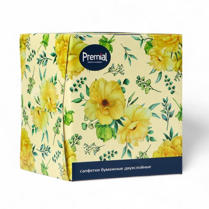 Салфетки &laquo;Premial&raquo; косметические 2-слойные в коробке Нон стоп, 70 шт МИКС