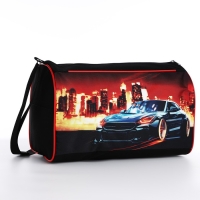 Сумка детская спортивная для мальчика &laquo;Крутая тачка&raquo;, 40х24х21, отд на молнии, чёрный