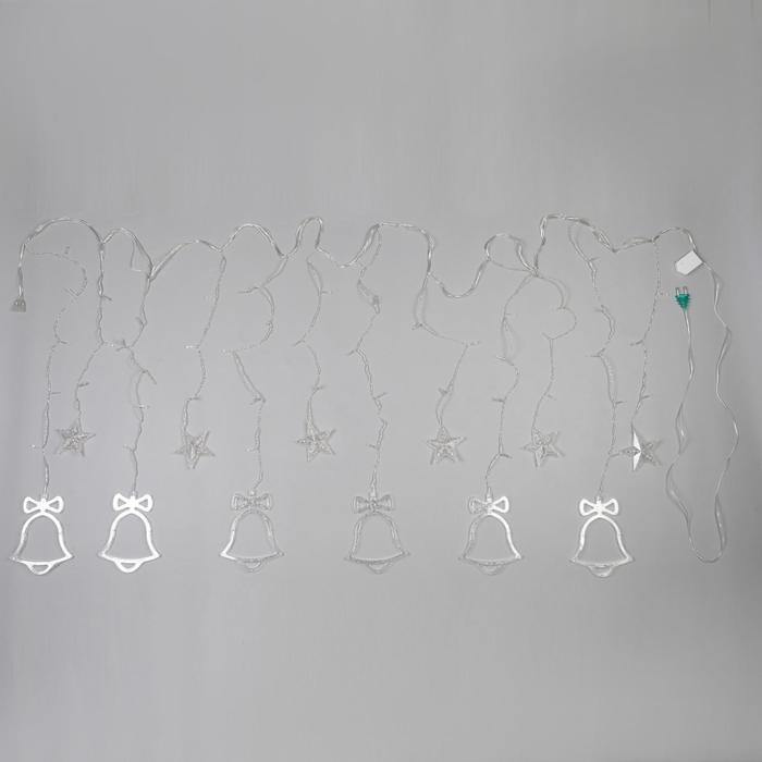 Гирлянда &laquo;Бахрома&raquo; 2.4 &times; 0.9 м с насадками &laquo;Колокольчики&raquo;, IP20, прозрачная нить, 138 LED, свечение мульти, 8 режимов, 220 В