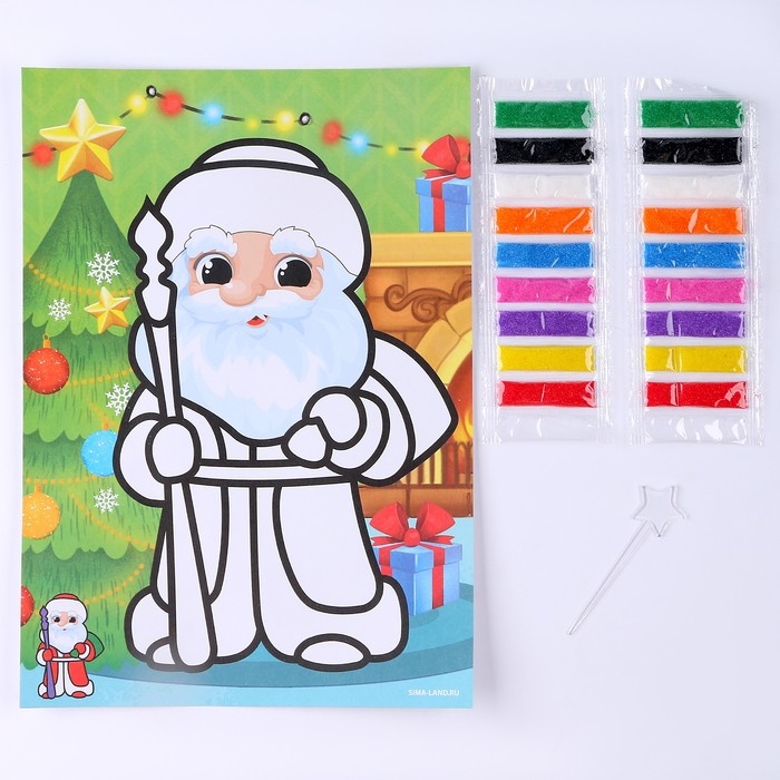 Сияющая фреска на новый год «Дед Мороз», 21 х 29,7 см, новогодний набор для творчества Сияющая фреска на новый год «Дед Мороз», 21 х 29,7 см, новогодний набор для творчества