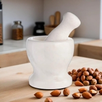 Ступка с пестиком из камня средняя, 250 мл, белая, в коробке Ступка с пестиком из камня средняя, 250 мл, белая, в коробке