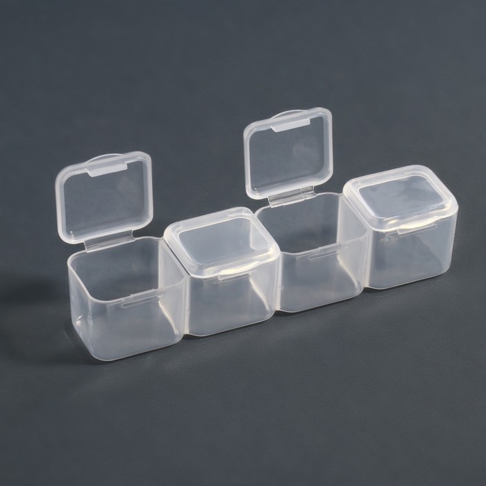 Органайзер для декора, 7 блоков, 4 ячейки, 17,5 &times; 10,5 &times; 2,7 см, цвет прозрачный