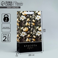 Пакет подарочный под две бутылки, упаковка, &laquo;Красота внутри&raquo;, 35 х 20 х 9 см