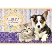 Альбом для рисования А4, 40 листов, на скрепке, "Маленькие друзья", обложка мелованный картон, блок 100 г/м&sup2;, МИКС