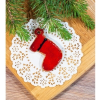 Форма для печенья &laquo;Рождественский носок&raquo;, вырубка, штамп, 9&times;8 см, цвет синий