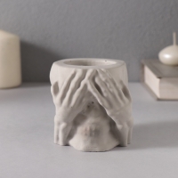 Подсвечник "Череп Прятки" 7*10см т.серый