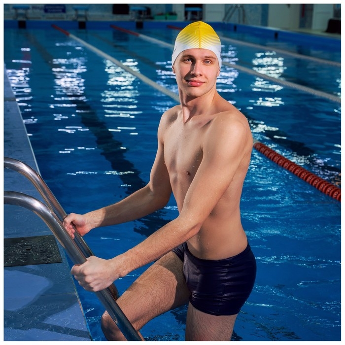 Шапочка для плавания взрослая ONLYTOP &laquo;Орнамент&raquo;, тканевая, обхват 54-60 см