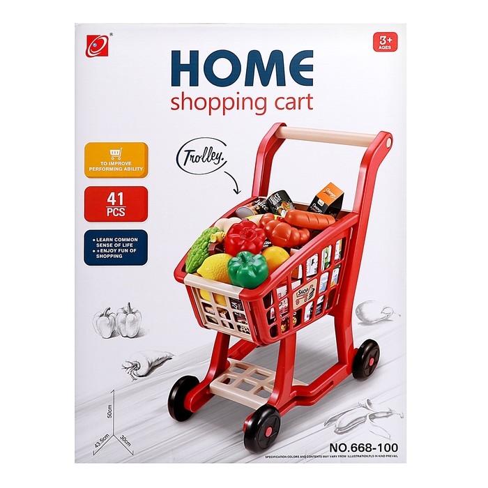 Продуктовая тележка &laquo;Шопинг&raquo; с продуктами, 42 предмета