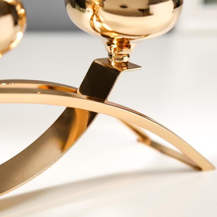 Подсвечник металл, стекло на 3 свечи "Зеркало души" золото 22,5х41,5х8,5 см