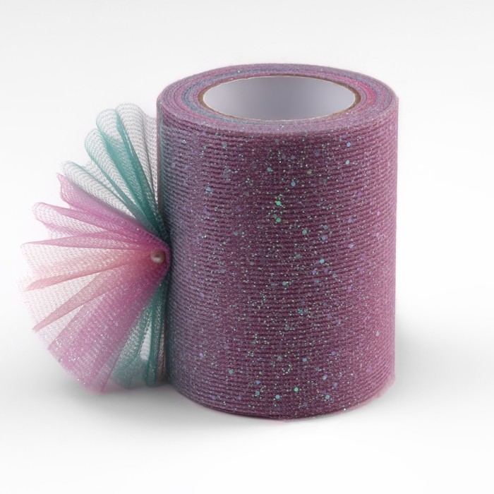 Фатин с глиттером &laquo;Радуга&raquo;, 7,5 см, 11 &plusmn; 1 г/кв.м, 9 &plusmn; 0,5 м, цвет сиреневый №2