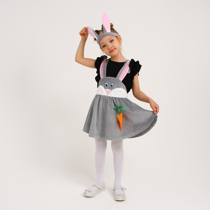 Карнавальный костюм «Зайка серая с мордочкой», плюш, р. 30, рост 110-116 см Карнавальный костюм «Зайка серая с мордочкой», плюш, р. 30, рост 110-116 см